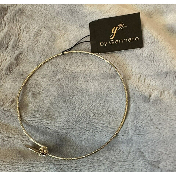 Gold Tone Clear Rhinestone Leaf Open Slim Bangle Bracelet Minor Flaw One Size - Picture 2 of 6